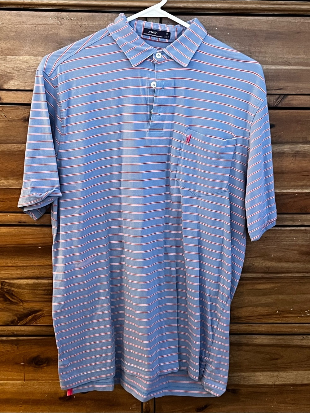 Johnnie-O Blue Red White Stripe Performance Golf Polo Men’s Medium